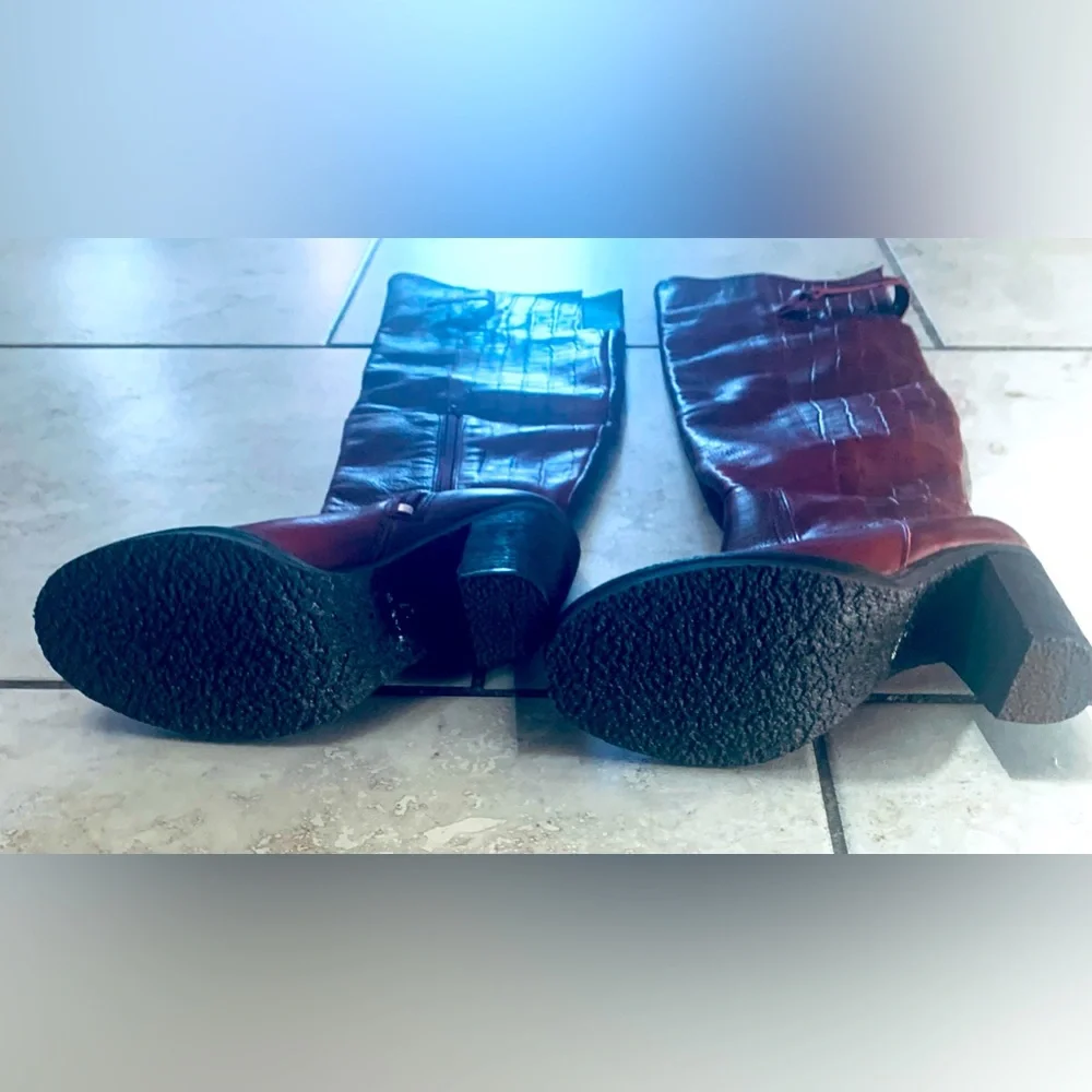 ❤️Free People-Dark Red Leather Above‎ Knee Boots-NWOT❤️